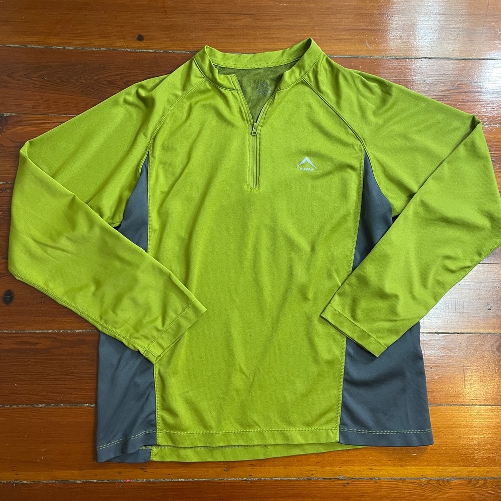 K-Way Green Quarter Zip Performance Technical Pullover Thermalator Mens 2XL 💛🎀